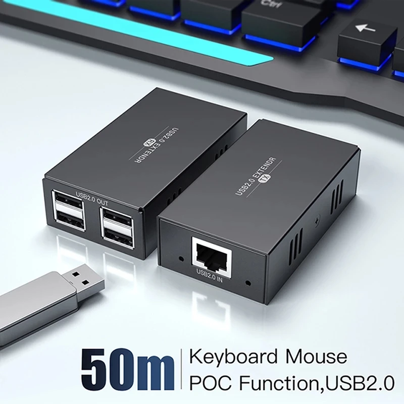 Удлинитель USB 50 м с блоком питания 4-портовый usb-хаб по rj45 до удлинитель UTP Ethernet Cat5e/6