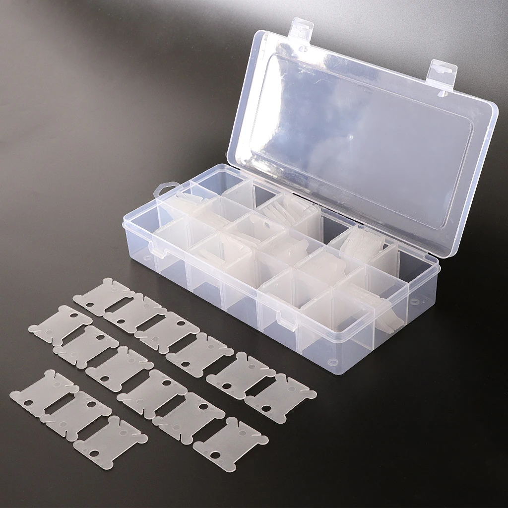 

18 Slots Embroidery Floss Organizer Storage Box + 100 Plastic Floss Bobbins