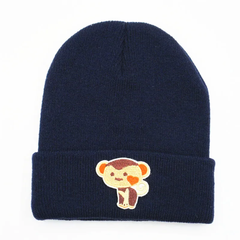 

2020 Cartoon monkey embroidery Thicken knitted hat winter warm hat Skullies cap beanie hat for men and women 199