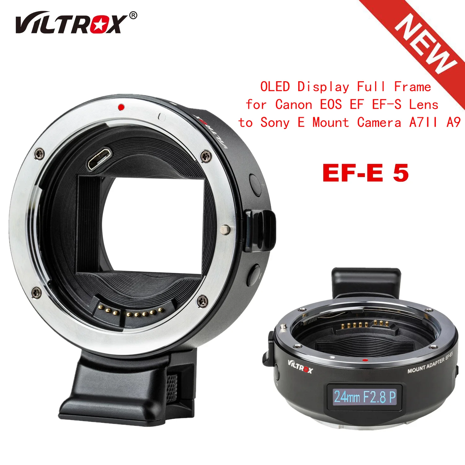 

Кольцо-адаптер для объектива с автофокусом Viltrox EF-E5, OLED-дисплей, полнокадровый для объектива Canon EOS EF EF-S, для Sony E-крепления камеры A7II