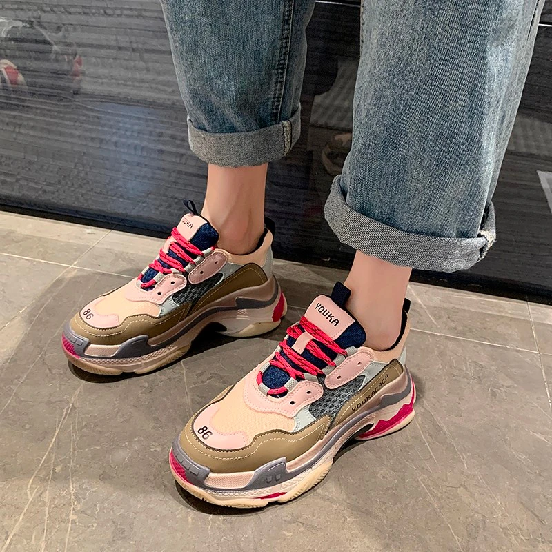 

2021 Autumn Winter Women Chunky Sneakers Ulzzang Brand Platform Casual Shoes Woman Fashion Running Trainers 5cm Vulcanized Shoes