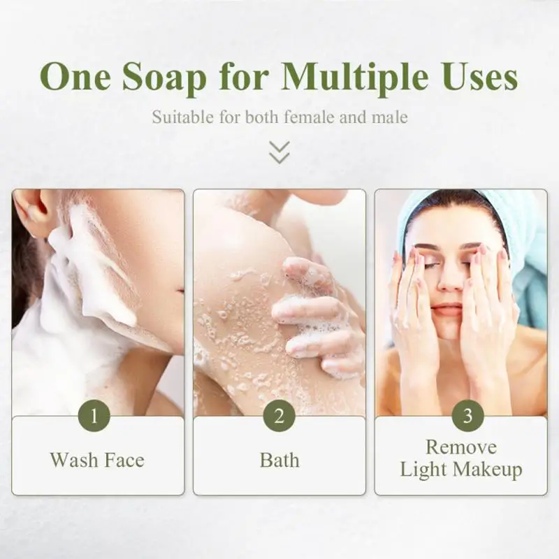 

Green Tea Handmade Soap 80g Hyaluronic Acid Face Cleaning Moisturizing Acne Treatment Repair Whitening Anti-Aning Soap TSLM1
