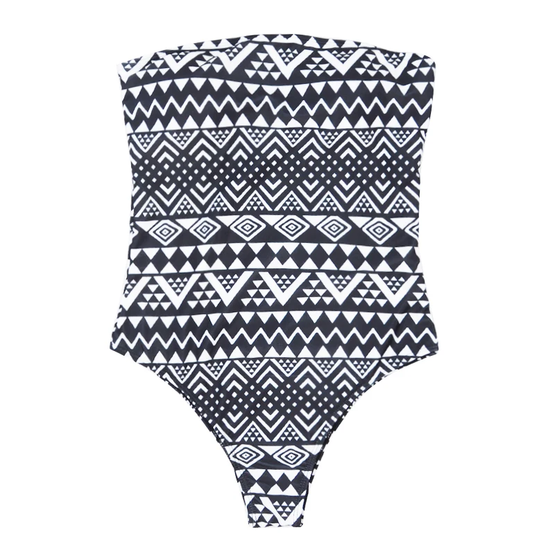 

Женский цельный купальник-бандо с геометрическим рисунком, купальный костюм с пуш-ап, 2021 сексуальный Монокини с высокими штанинами, купальн...