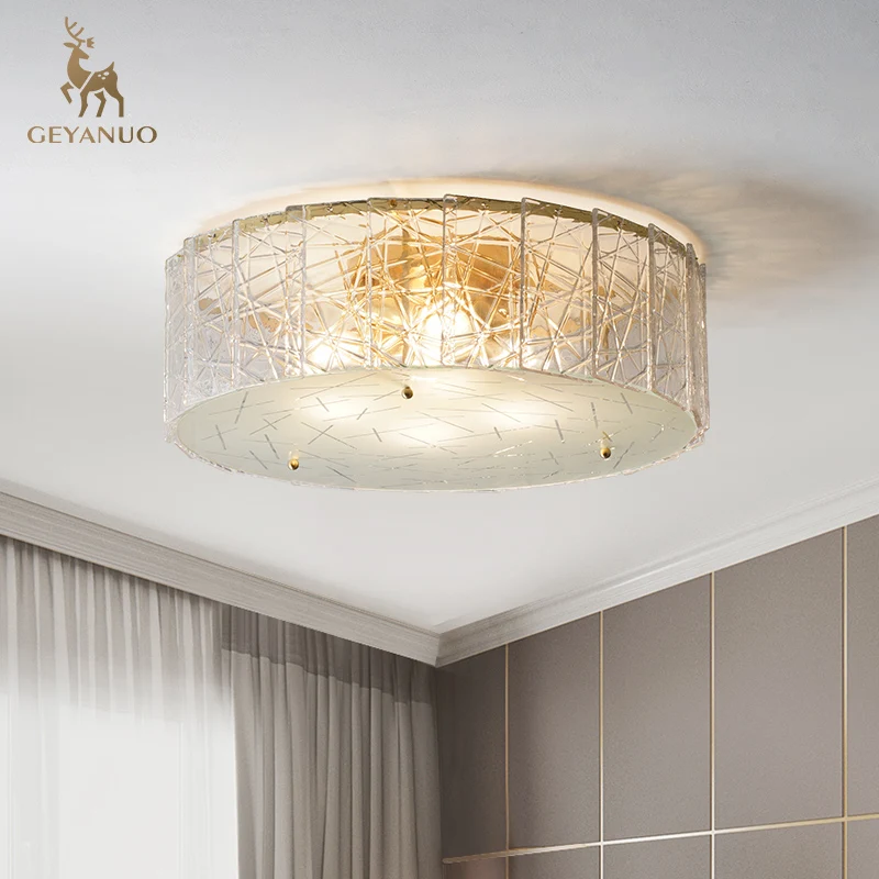 

Nordic style bedroom living room ceiling lamp copper light luxury simple round study lamp atmospheric household lamp
