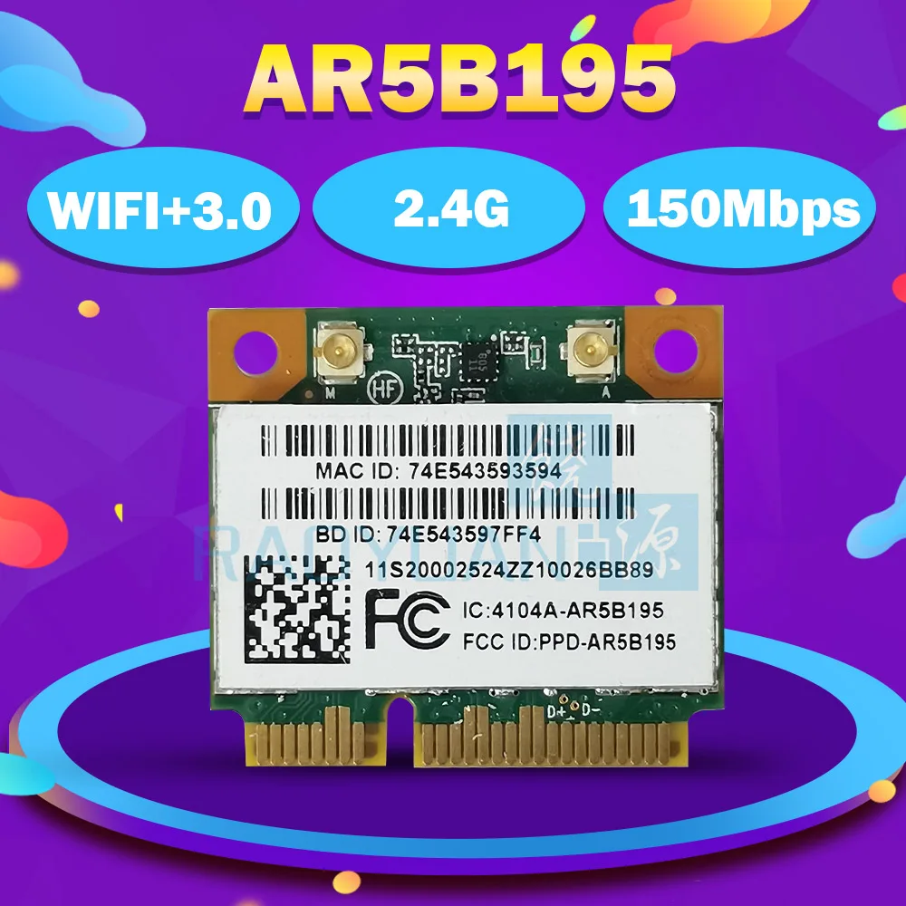 

Network Card for Laptop Lenovo G480 G580 G780 Y480 Y580 Y570 AR5B195 AR9285 2.4G Bluetooth3.0 Wireless WiFi Network Adapter