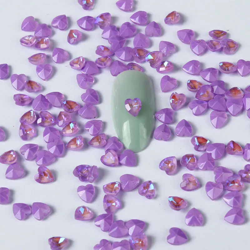 Наконечник в форме сердца из моки с кристаллическим стеклом и стразами для декора 3D-маникюра, 30 штук.