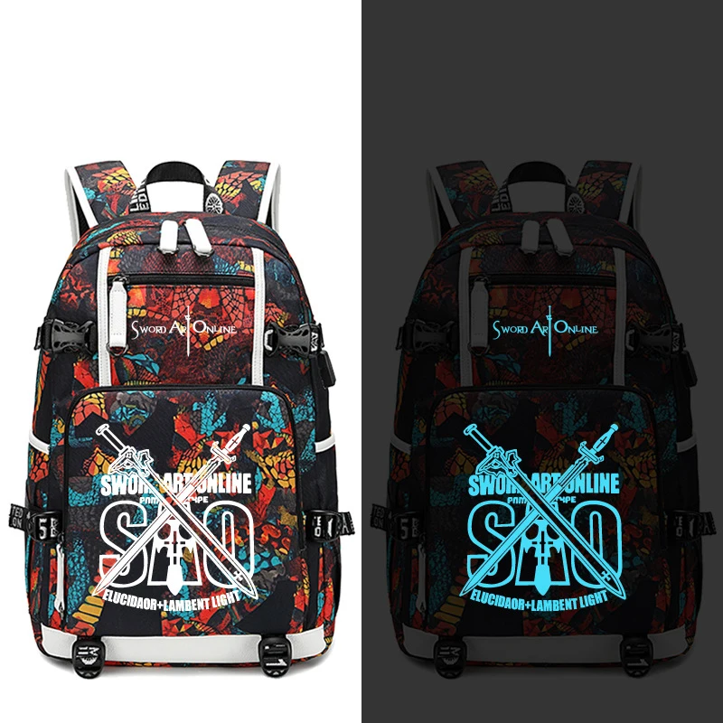 Рюкзак женский Сан-меч с USB-портом и змеиным принтом | Багаж сумки