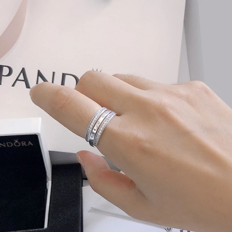 

New Fashion Pandora Rings For Women 925 Sterling Silver Logo Hearts Ring Lady Gift Original With Box