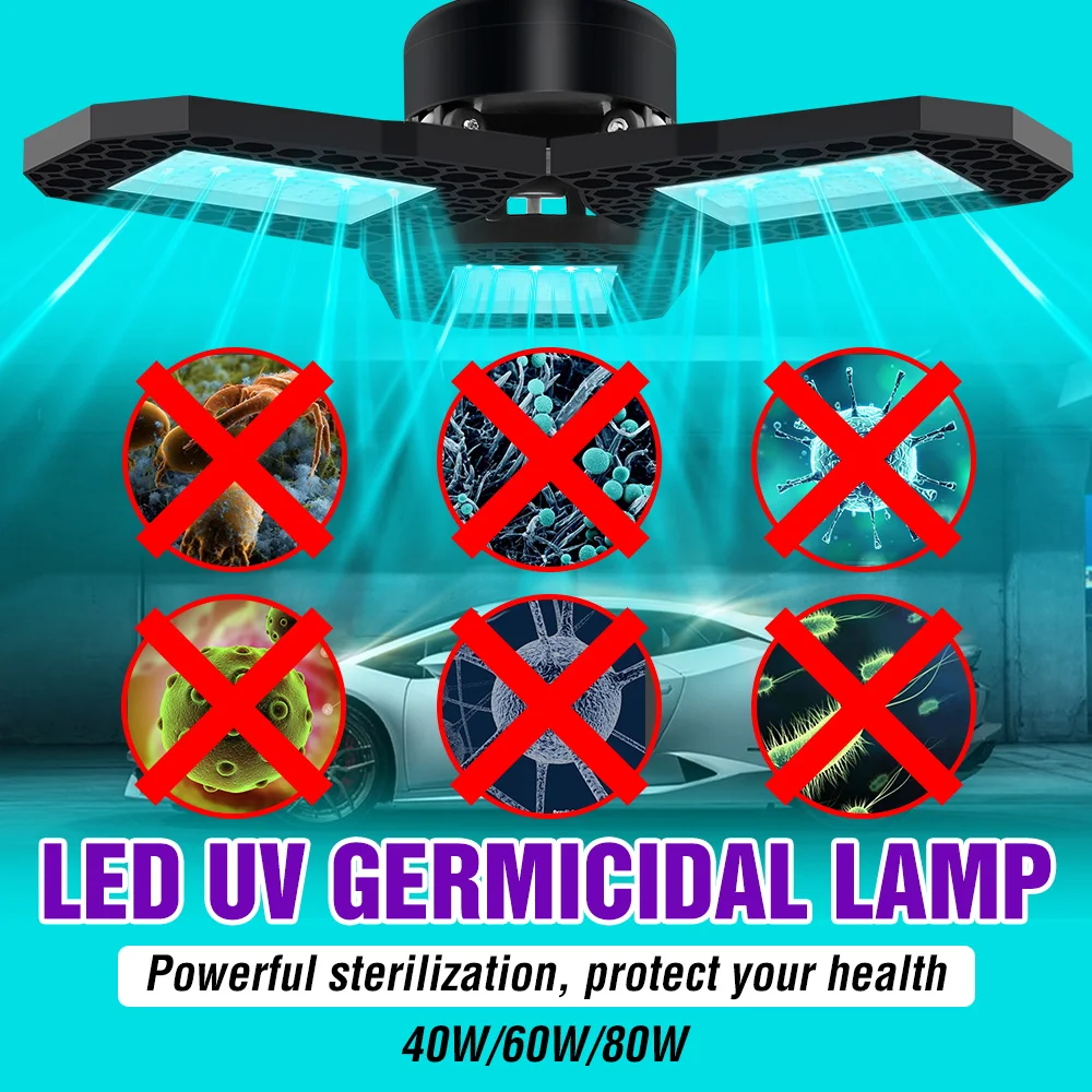 

LED UVC Ozone Bulb 220V E27 Germicidal Lamp 40W 60W 80W Ultravioleta Sterlizer Light 110V Deformable Lampara Disinfectant Lights