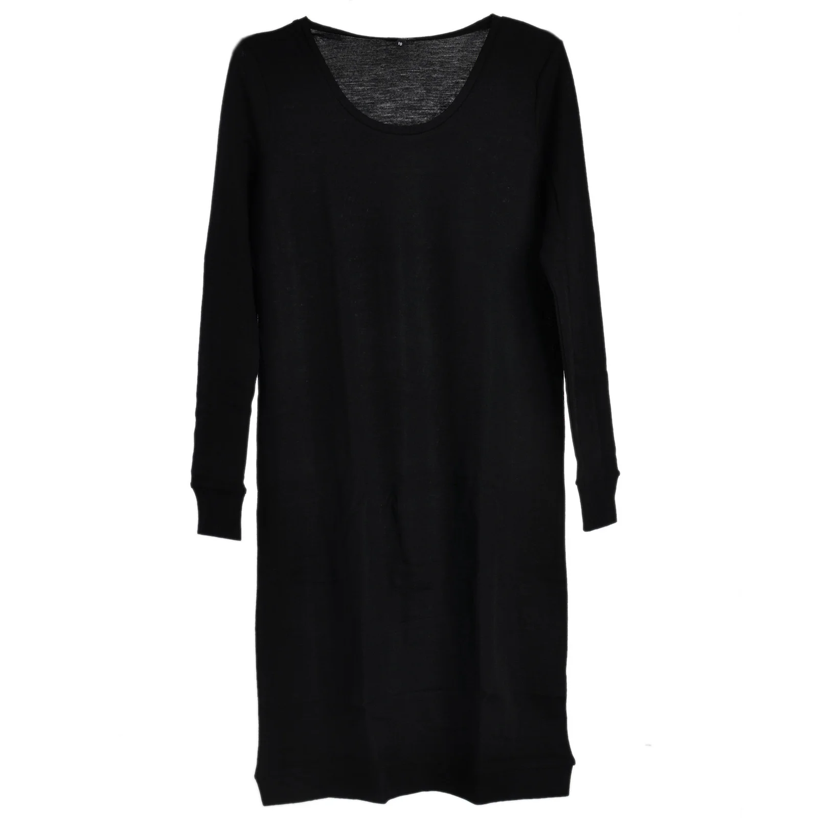 Женское черное платье свитер из 100% мериносовой шерсти маленькое средней длины с