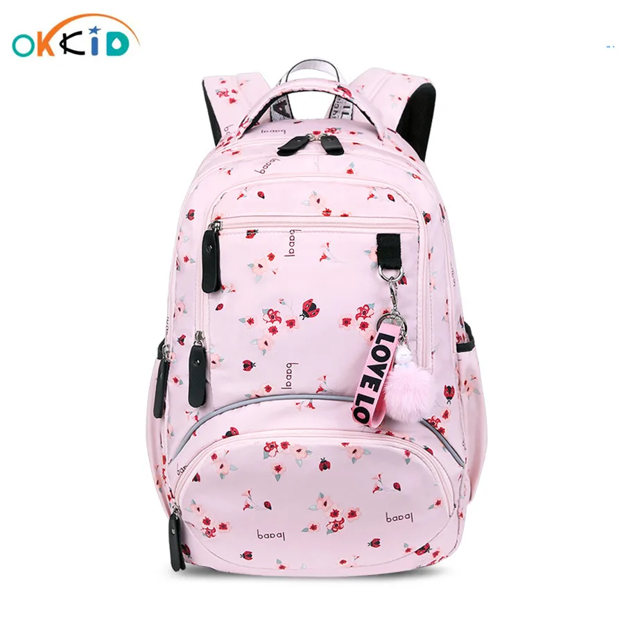 Школьный рюкзак OKKID для девочек, розовый рюкзак с принтом вишни, детская школьная сумка, милые рюкзаки для детей, Подарочная сумка для книг