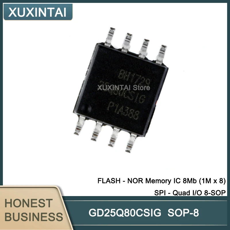 

50Pcs/Lot GD25Q80CSIG GD25Q80CSIGR FLASH - NOR Memory IC 8Mb (1M x 8) SPI - Quad I/O 8-SOP