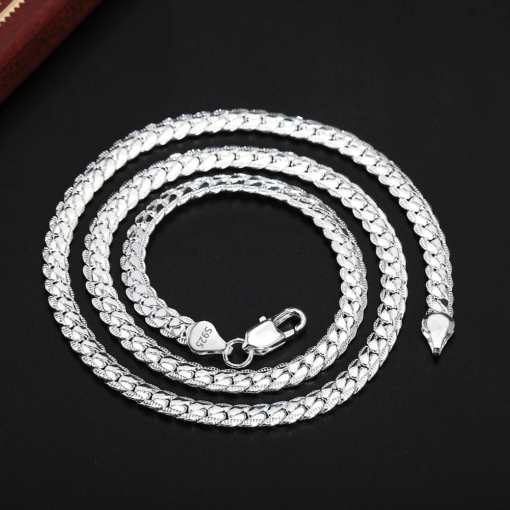 BAYTTLING S925 Sterling Silver Gold/Silver 8/18/20/24 Inch Side Chain Necklace For Women Men Fashion Jewelry Gifts