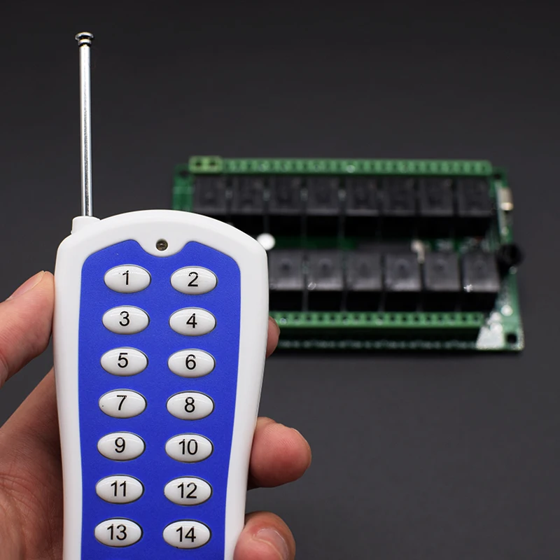 Длинный диапазон DC 12V 16CH Радиоконтроллер RF беспроводной переключатель системы