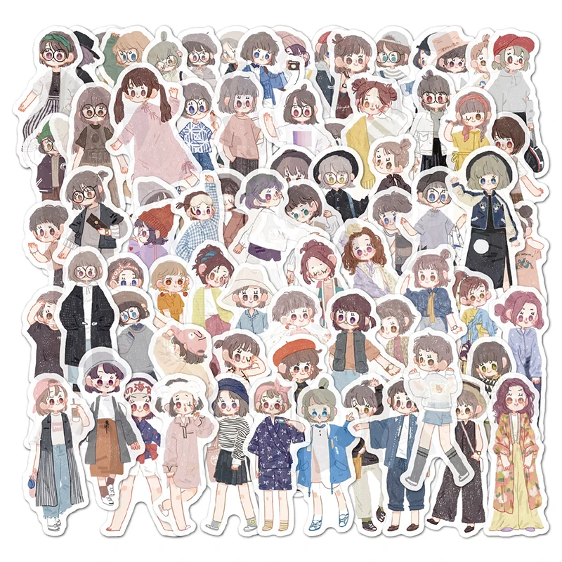 

80pcs/bag cartoon girl washi stickers small fresh heart DIY scrapbooking album journal junk project planner decoration stickers