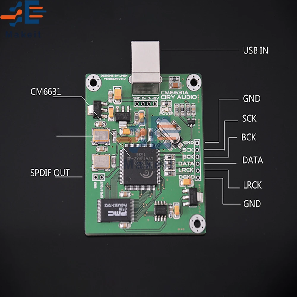 CM6631A цифровой интерфейсный модуль DAC Плата USB для I2S/IIS SPDIF выход 24Bit 192K 384K ASIO |