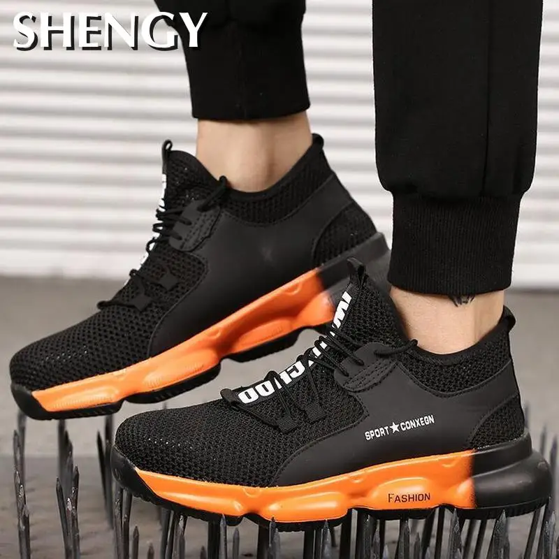 2020 Men Casual Shoes Male Man Sneakers Mesh Breathable Light Steel Toecap Work Safe Protect Zapatos De Hombres Tenis |
