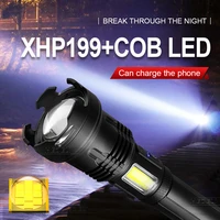 newest powerful tactical flashlight 18650 xhp199 torch light xhp160 high power led flash light rechargeable led lantern with cob