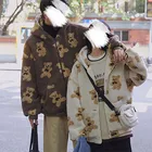 Уличная одежда, толстовка в стиле Харадзюку, Y2K, топы, толстовки с капюшоном на молнии с изображением медведя, свитшоты в стиле 