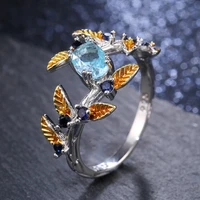 visisap flower leaf big stone rings for woman luxury trendy colorful gifts for girls copper high quality jewelry f144
