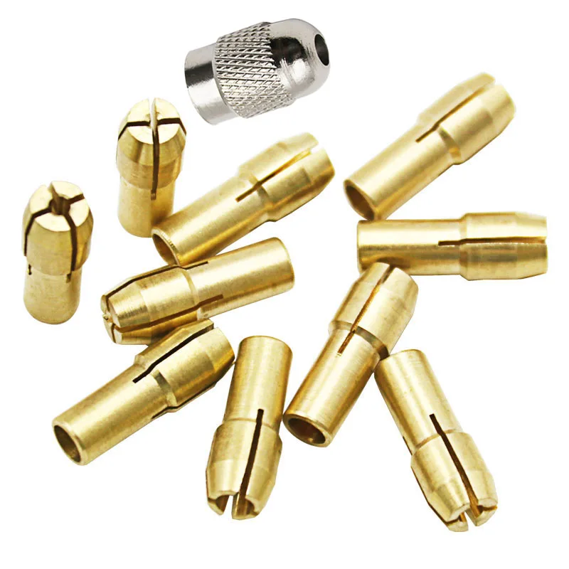 

10pcs Copper Chuck Collet Drill Bit 0.5-3.2mm Set Fit Nut Rotary Tool Accessory