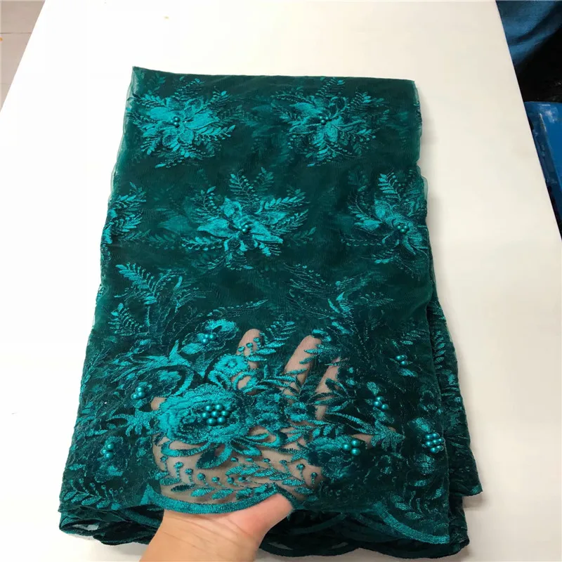 2020 стиль Африканский высокое качество Чистая свадебная кружевная ткань Голубое