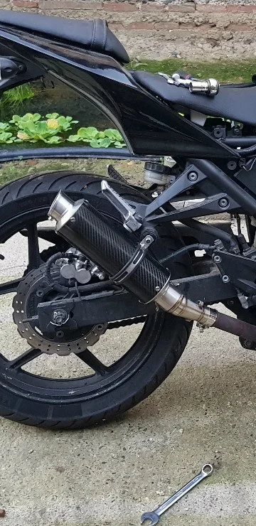 

GT Motor - E-MARK Motorcycle Exhaust middle pipe + Carbon Fiber Muffler for Kawasaki Z250 08-17 Ninja 300 13-17 Ninja 250R 08-12