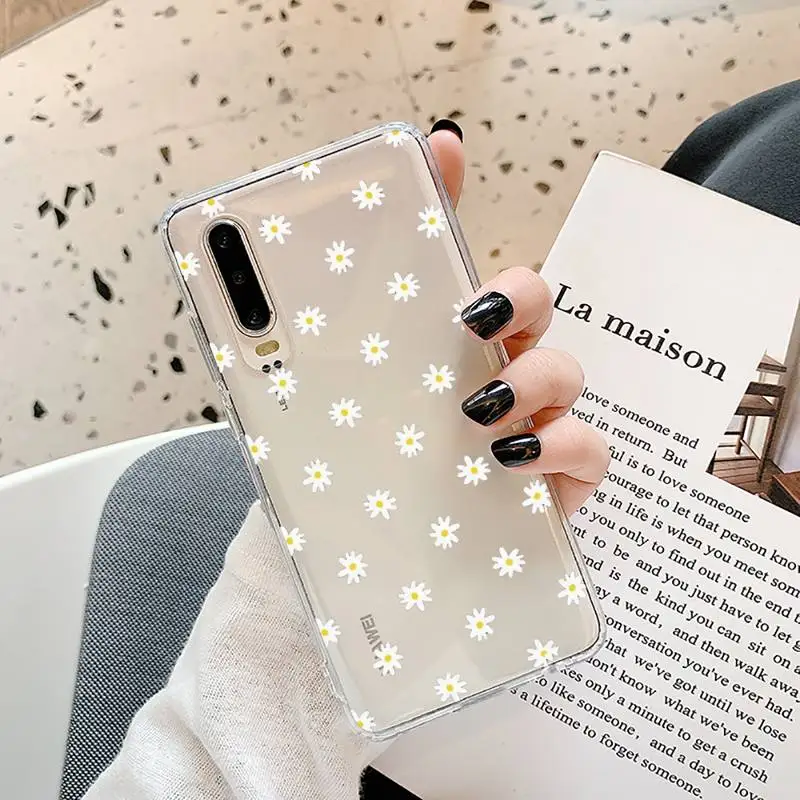

Daisy love fashion flower Phone Case Transparent for Samsung A71 S9 10 20 HUAWEI p30 40 honor 10i 8x xiaomi note 8 Pro 10t 11