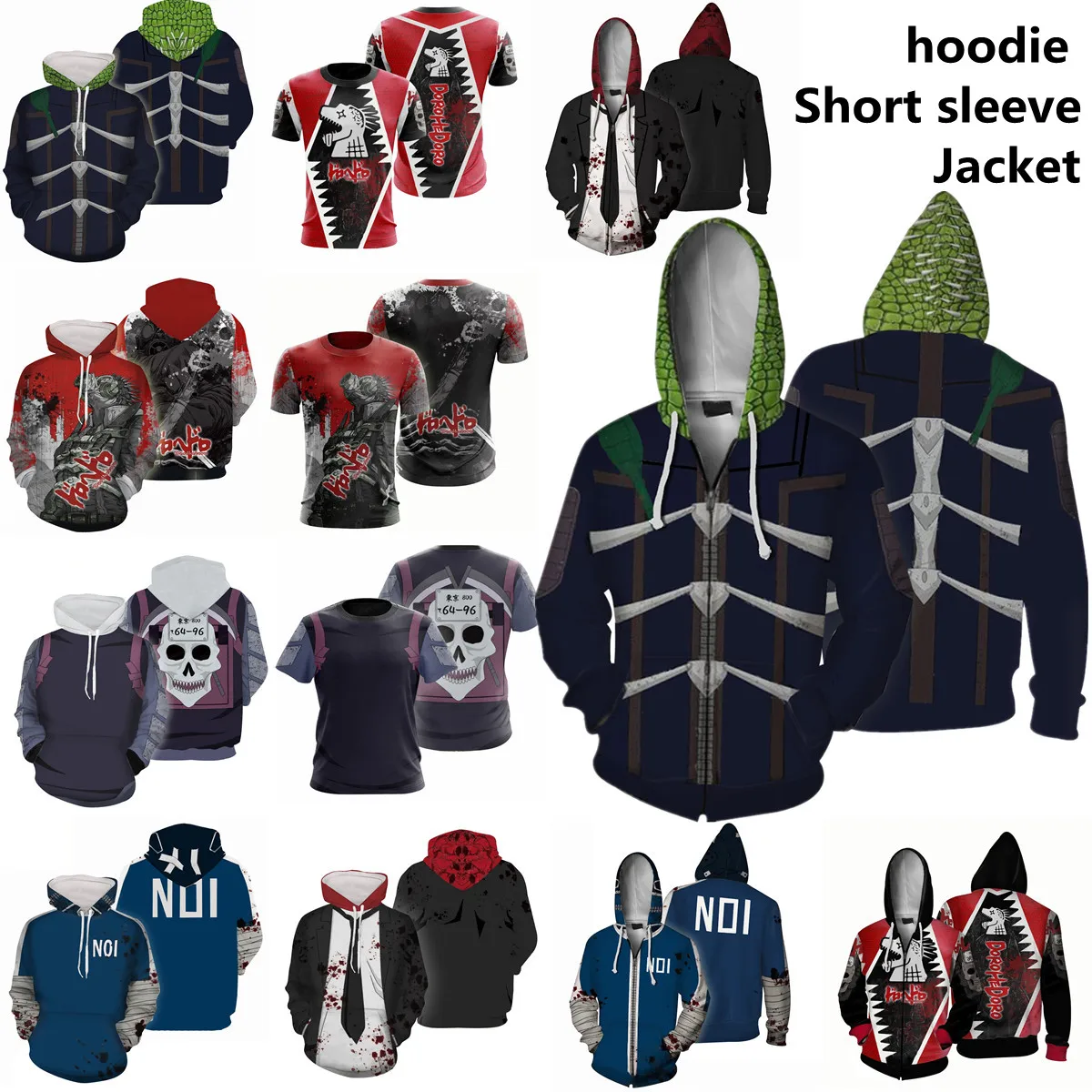 

Dorohedoro Anime Hoodie Men Woman Halloween Cosplay Harajuku Jacket Casual Sweatshirts Personality Couple Pullover Costumes
