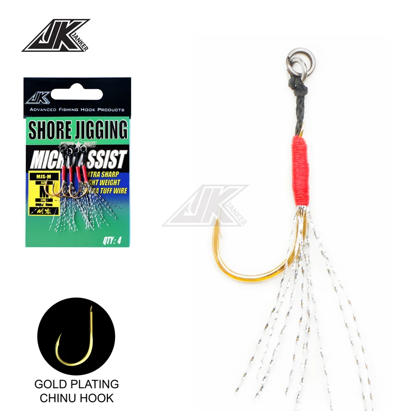 

JK 5packs Gold Plating Fishing Jig Hook Small Size Fishhook Tackle For Small Jigs 7g-50g Hooks For Jig Sea Fishing
