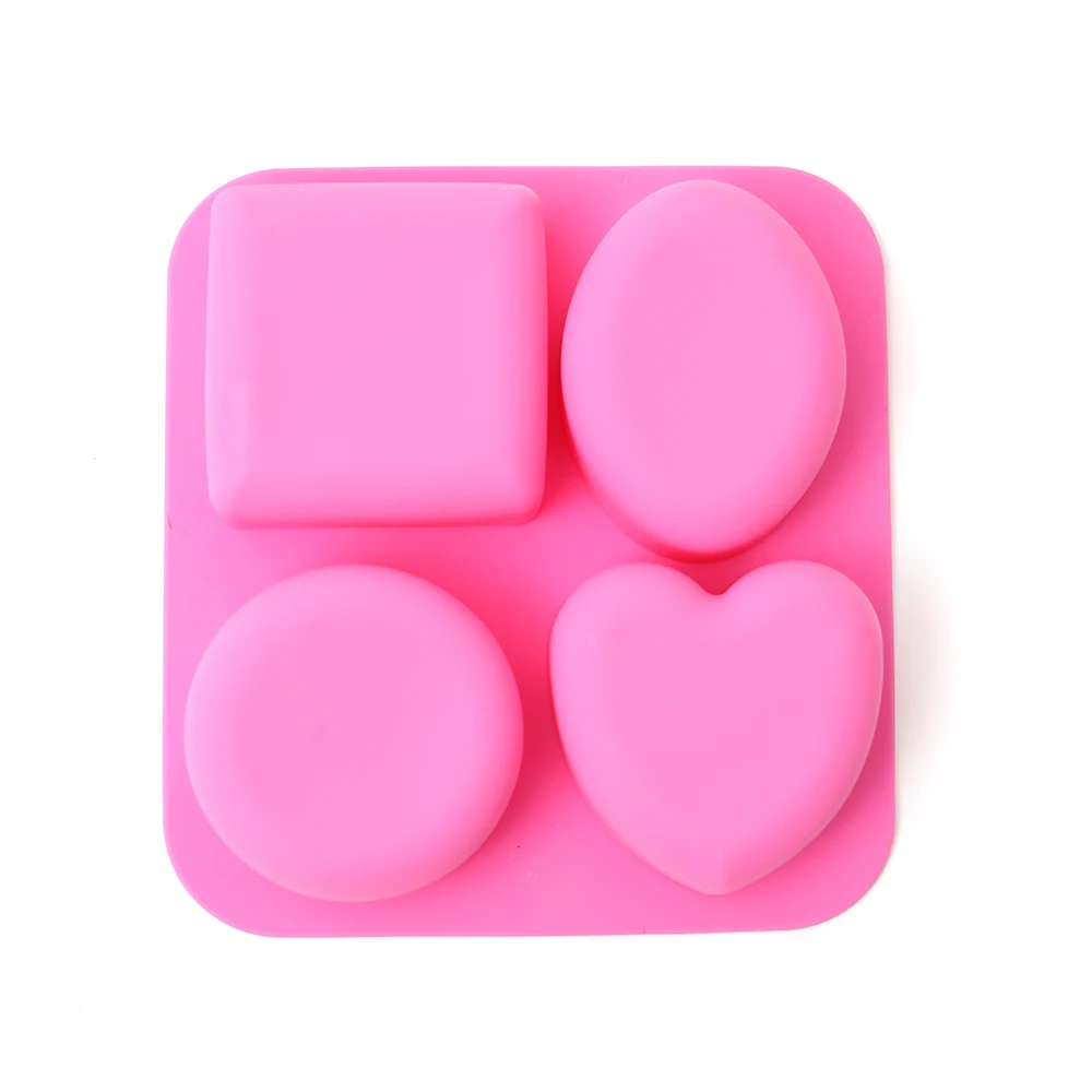 Силиконовые формы для мыла 4 отверстия овальные в форме сердца мыльной смолы