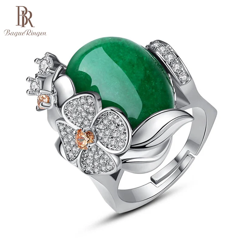 Женское кольцо из серебра 925 пробы с изумрудом | Украшения и аксессуары