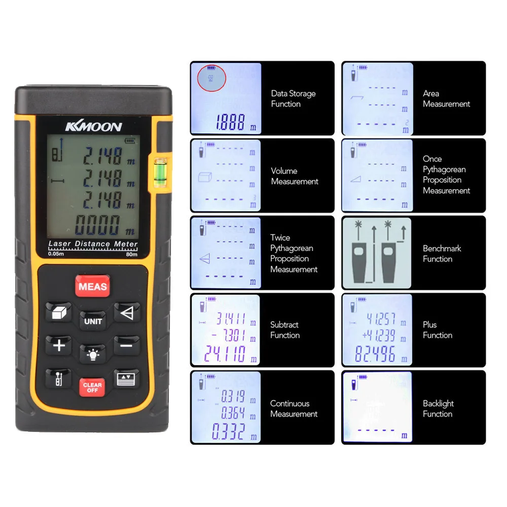 

KKmoon laser distance meter 80M rangefinder trena laser tape range finder build measure device ruler test tool