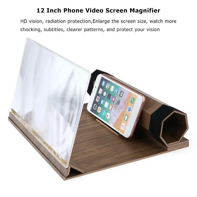 12" 3D Portable Mobile Phone Screen Magnifier HD Video Amplifier For Smartphone Phone Projector TPU And Wood Phone Peripherals
12" 3D Portable Mobile Phone Screen Magnifier HD Video Amplifier For Smartphone Phone Projector TPU And Wood Phone Peripherals