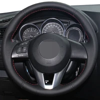 diy black genuine leather%c2%a0car accessories steering wheel cover for mazda 3 axela mazda 6 atenza mazda 2 cx 3 cx 5 scion ia