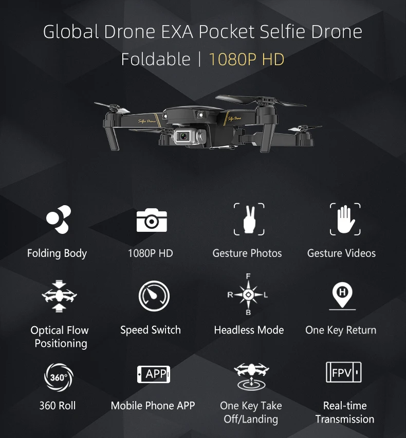 Global drone EXA Dron with camera HD1080P WiFi FPV drone 4K RC helicopter FPV helicopter drone VS drone E58 E520 quadcopter