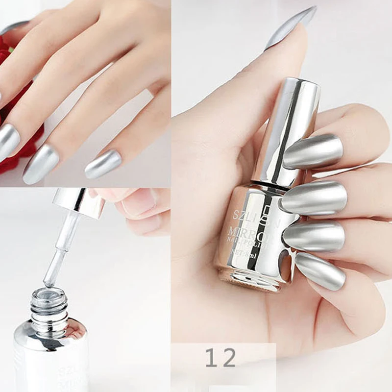Волшебный зеркальный лак для ногтей эффект хромированный металлический УФ гель