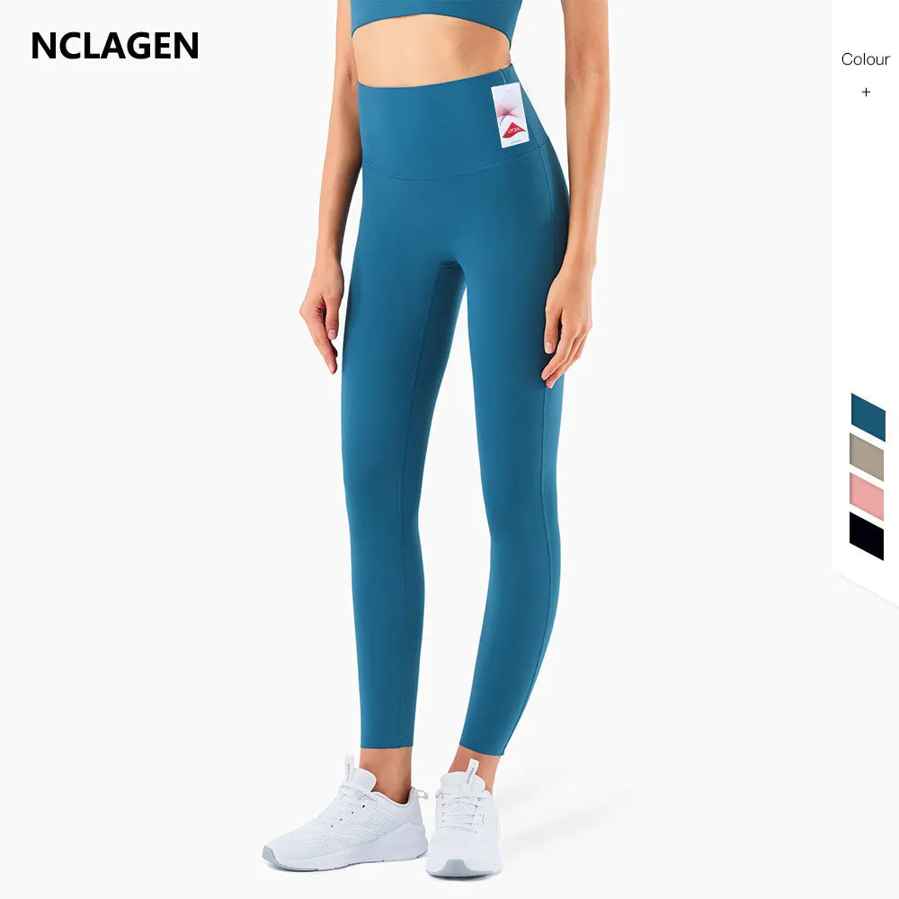 

Штаны NCLAGEN для йоги из лайкры, леггинсы с высокой талией, спортивные женские леггинсы для фитнеса, без ощущения, без переднего шва, эластичные леггинсы для спортзала