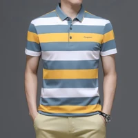 2021new brand business casual short sleeve polo shirt men spring summer new arrival fashion hit color striped cotton top