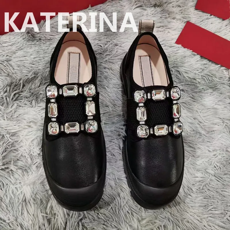 

Роскошные брендовые туфли 2021 Новинка женские оксфорды кожаные туфли с кристальной пряжкой модная повседневная обувь женские лоферы высоко...