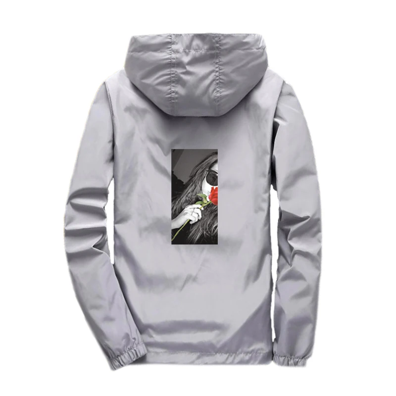 Мужская куртка с капюшоном модная Повседневная ветровка принтом на молнии
