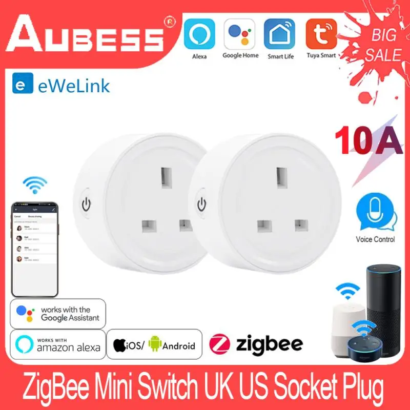 

EWelink ZigBee Smart Plug Mini Switch UK US Socket Device Voice Control Plug Outlet For Alexa SmartThings Tuya Smart Life APP
