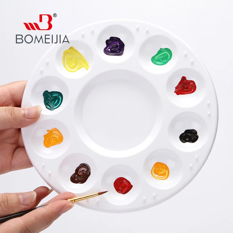 

2Pcs plastic white round paint palette Drawing Tray Easy Clean For Mixing Watercolor Gouache Oil DIY Craft Art Supply