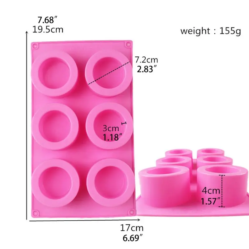 

6-Cavity Handmade Resin Cups Ice Tray Round Food Grade Silicone Shot Glass Bottle Mold