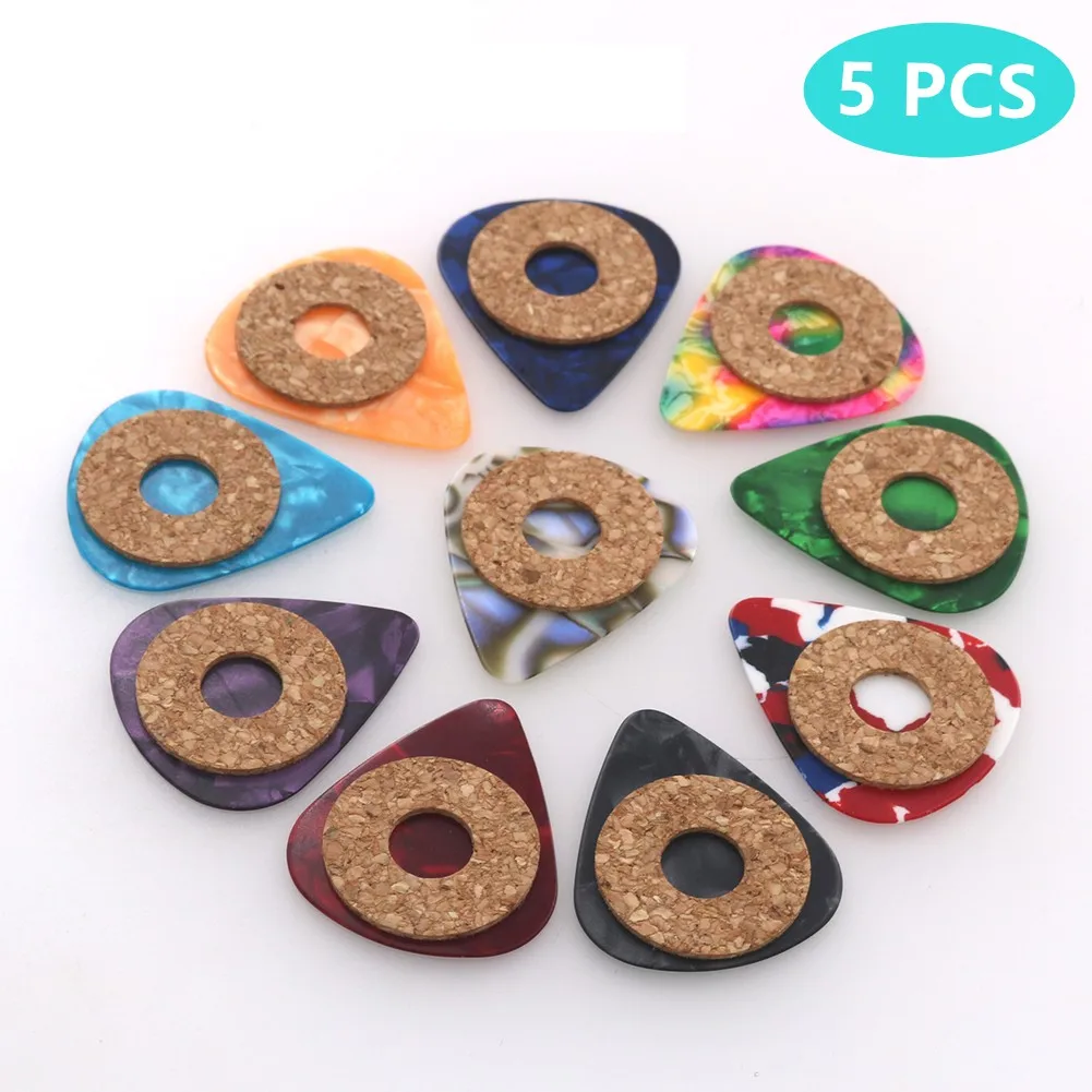 

5pcs Cork Grip Guitar Pick Celluloid Plectrum Anti-skid 0.46mm /0.71mm /0.96mm Celluloid+Cork Durable Guitar Parts Accessories