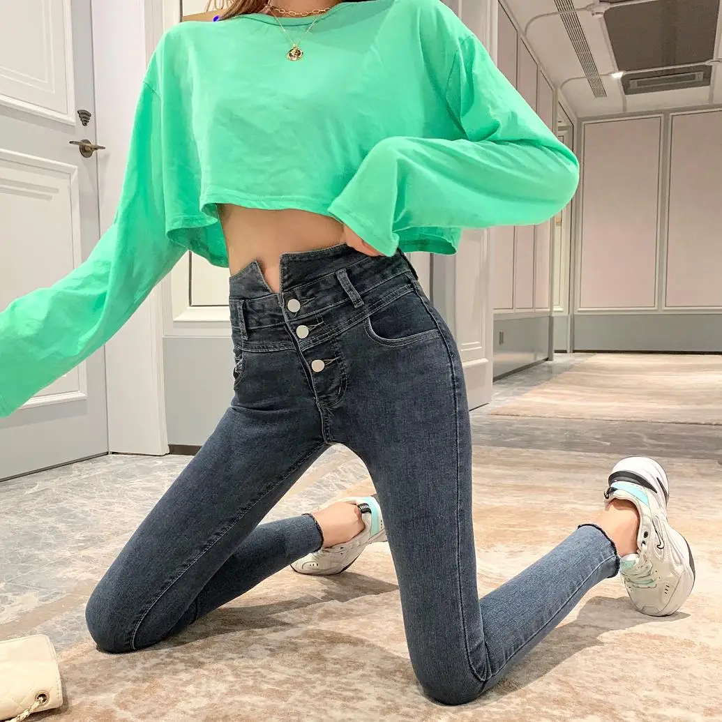 Vetevidi Womens Denim Skinny Stretch Sexy Pants Soft Tights Leggings woman Jeans Tight Nine Points Feet | Женская одежда