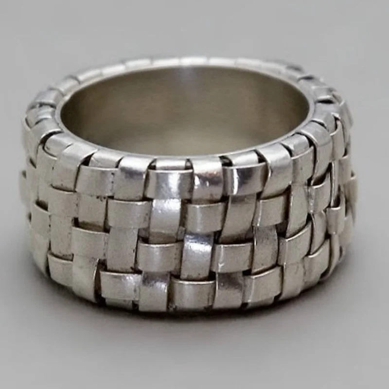 

Fashion Silver Color Wedding Band Weave Rings Bridal Jewelry Size 6-10