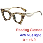 2021 модные треугольные очки для чтения для женщин, роскошные брендовые оптические компьютерные очки с синим светом, очки кошачий глаз UV400 для дальнозоркости от 0 до + 6