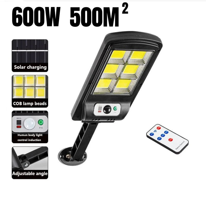 

Solar Light Smart Sensor Street Light Outdoors Patio Parking Lot Water Proof Illumination Flashlight Remote Control 3 Modes Lamp