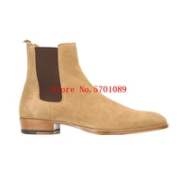 chelsea boots man shoes paris kanye west western cowboy ankle boots genuine leather elasticated side panels wyatt chelsea boots